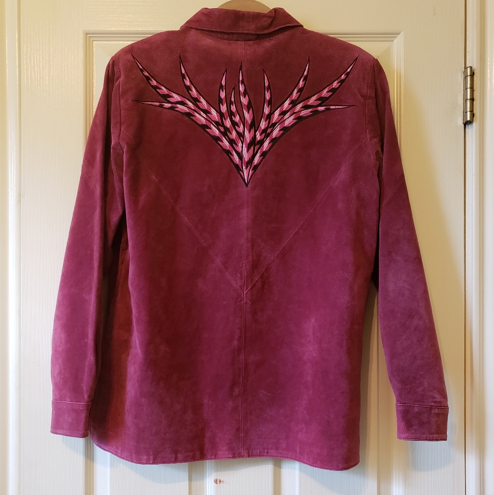 Bob Mackie pink leather jacket Medium - Picture 4 of 10